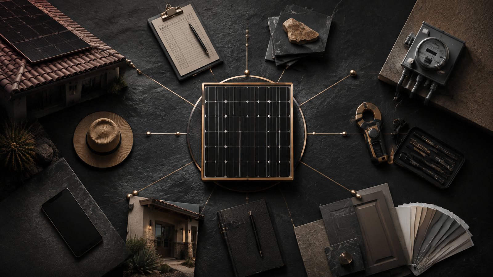 Dark architectural service system representing booked-job demand for St. George Solar Lead Generation: Qualify Before the Sales Call
