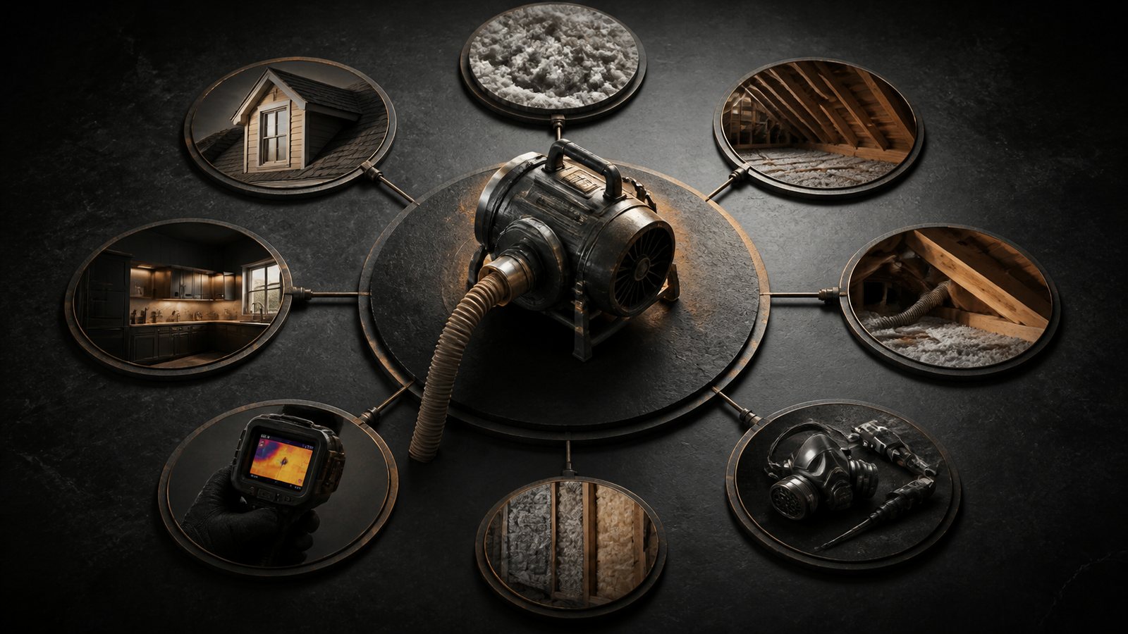 Dark architectural service system representing booked-job demand for Utah Insulation Contractor Marketing: Turn Comfort Problems Into Qualified Audits